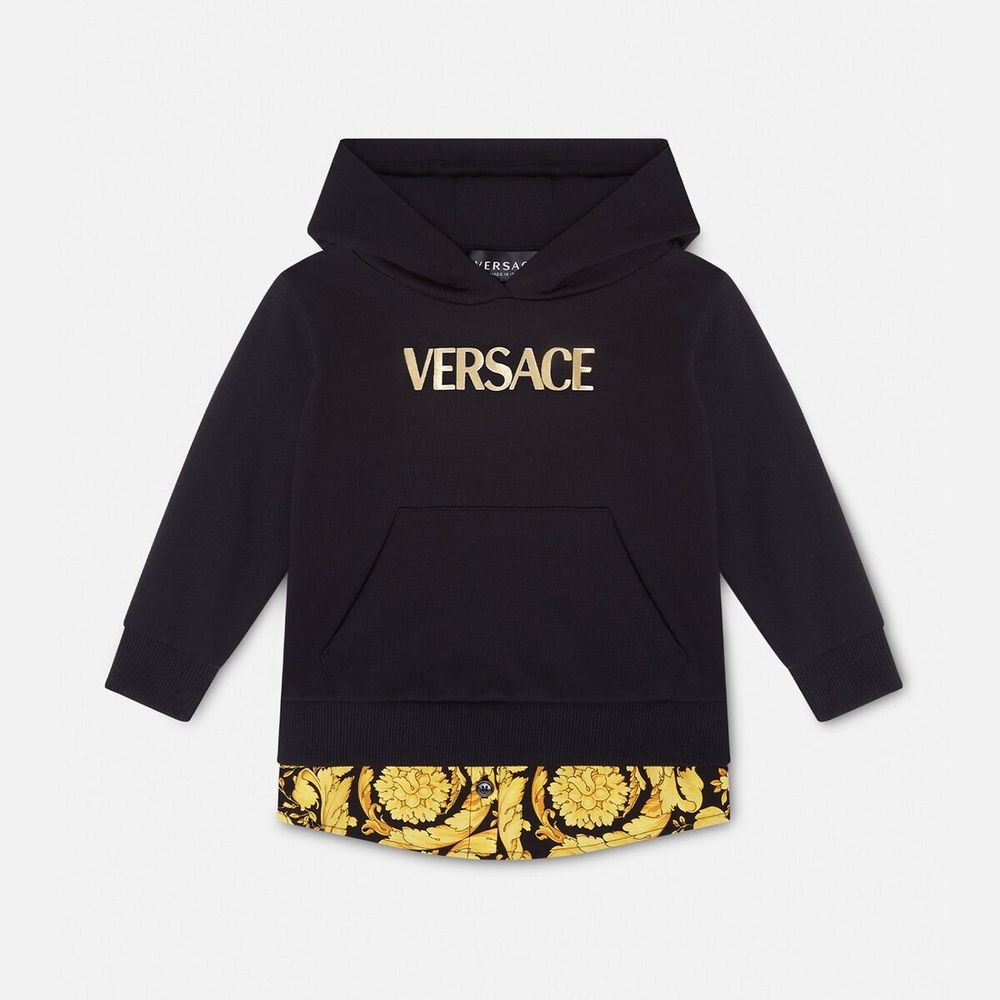 Versace Kids Hoodie in Black with Gold Detailing
